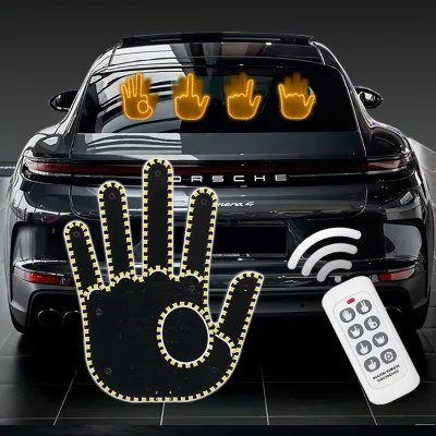 Universal Fun Car Middle Finger LED Light with Remote Car Gadgets & Road Rage Sign Funny Rear Window Sign Car Accessories