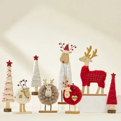 Customized Christmas Desktop Ornament Christmas Decoration Desktop Wool Felt Ornament With Antlers Desktop Wool Felt Ornament