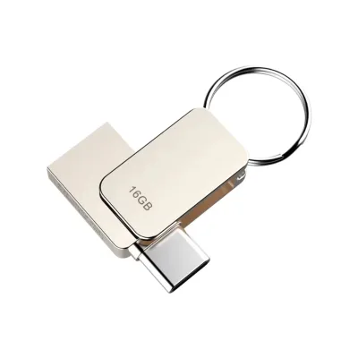 New Type-C Metal USB Flash Drive Mini Thumb Drive with Dual Plug for Smartphone Memory-1-Year Warranty