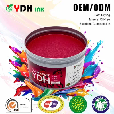 Food Contact Warm Red Offset for Mineral Oil Free Sheet Fed Litho High Gloss Fast Drying EU Compliant Yi Dinghong TP-1 Wholesale