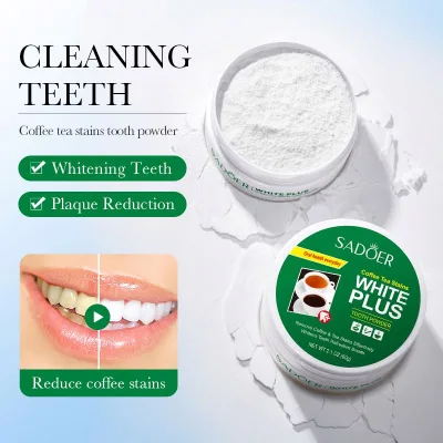SADOER Wholesale Natural Mint Flavor Teeth Whitening Powder Effective Remover Tooth Stains Tooth Powder for Sensitive Teeth