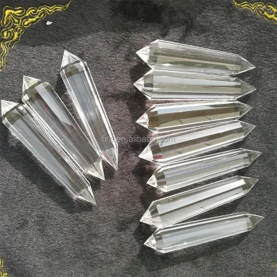 Double Terminated Tibetan Multiple Facets Clear Quartz Crystal Vogel Wand Crystals Healing Stones Natural for Sale