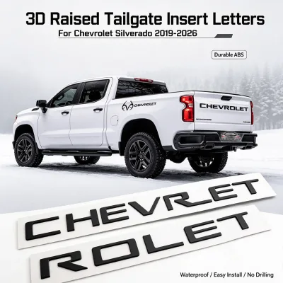 Car Insert Letters ABS Self-Adhesive Tailgate Emblem Badge for Chevrolet Silverado 2019-2026 Pickup Truck Exterior Accessories