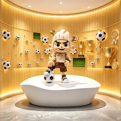 Jingyue Custom Gloss FRP Cartoon Tree Head Football Boy Mascot Sculpture for Exhibition Hall & Kids Zone Bulk Supply