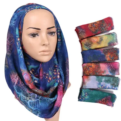 2023 Fashion Printed Breathable Long Head Scarves Shawl Headscarf Muslim Hijabs