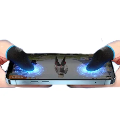 Finger Sleeve for Gaming in Metal Case High Quality Conductive Silver Thumb Gloves Non Slip Finger Sleeve