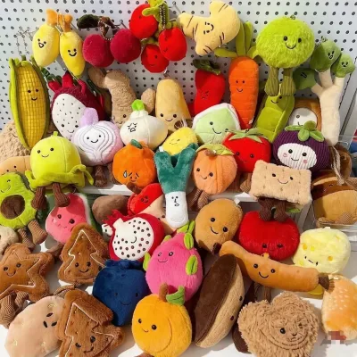 Wholesale Cute 4inch Fruit Vegetable Bread Dessert Series Plush Toy Keychain Pendant Dolls Filled