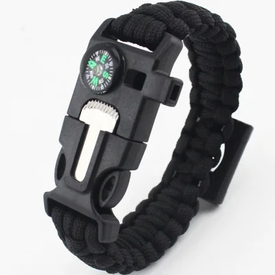 Wholesale China Product 5 in 1 Survival Paracord Bracelet, Fishing Hunting Accessories Bottle Opener Compass Buckle Bracelet