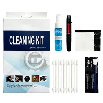 Laptop & Keyboard Kit - Cleaning Swab, Lens Pen, Cloth, Buds, Spray - for Screen, Key Gaps, Cooling Vents - Paper Box