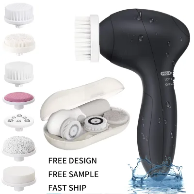 Waterproof Silicone Ionic Sonic 5-in-1 Electric Rotating Facial Cleansing Brush with Exfoliating Skin Care Tool 1-Year Warranty