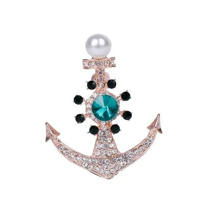 Diamond Anchor Badge Gold Pin Halloween Cosplay Fashion Women's Necklace