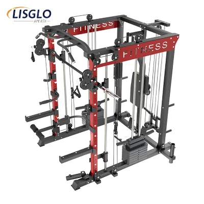 LISGLO JLHSM005R Home Use Multi-Functional Smith Machine Adjustable Steel Tube Q235 500KG Max User Weight Safety Durable