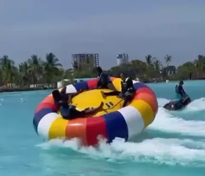 GZAIRFUN Inflatable PVC Towable UFO Disco Boat Water Sports Spinning Tube Durable 8-Person 200kg Capacity 12+ Years