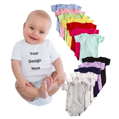 Customk CPC Certified Soft Organic Cotton Solid Color Bodysuits Onesie Short Sleeve One-Piece Baby Clothes Onesies Romper