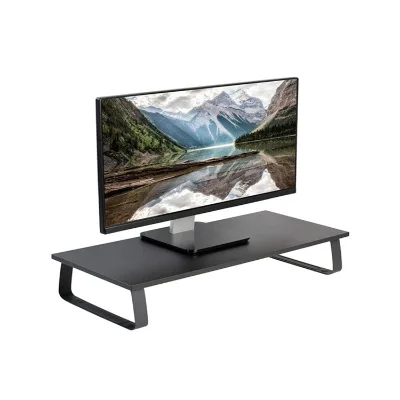 Black 24 Inch Monitor Riser Wood Steel Desktop Stand Screen Keyboard Laptop Small TV Ergonomic Wooden Monitor Stands