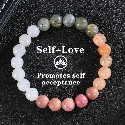 8mm Moonstone Beaded Bracelet Natural Stone Ball Shape Daily Spiritual Protection Triple Negative Energy Shielding Grounding