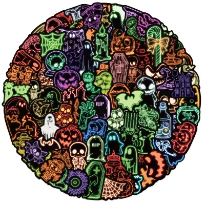 100PCS Neon halloween DIY Ghost skeleton sticker