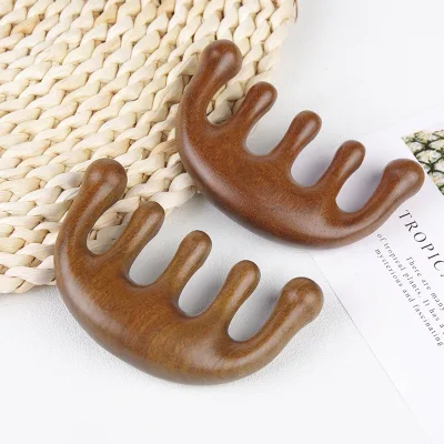 Custom Wooden Massage Comb Gua Sha Comb Sandalwood Hair Comb for Head Scalp/Facial/Body Massage