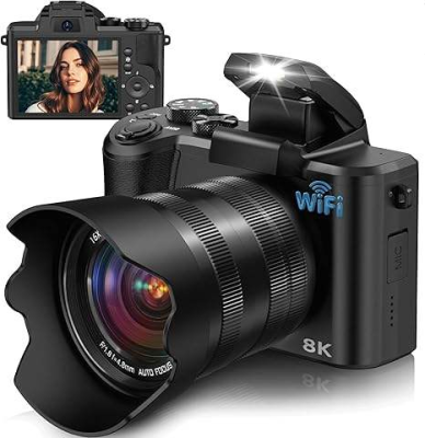 Professional 8K WiFi Vlogging and Live Streaming Dual Video Camera 3.2'' Touch Screen 88MP Photography DSLR Digital Cameras