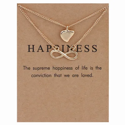 Fashion Jewelry Double Layer Happiness Happy Heart 8 Pendent Choker Necklace