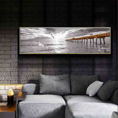 Abstract Bedroom Landscape Painting Horizontal Art for Bedside Wall Hotel-Style Room Bar Print