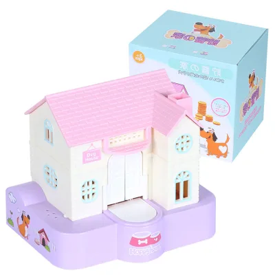 Fun Cute Cartoon Plastic Musical Piggy Bank Little House Ornament for Children Featuring Stealing Money Eating Money Banking