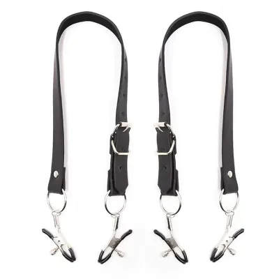 BDSM Bondage Women Wrap Around Thigh Spread Vagina Labia Spreader Straps With Clamps Clitoris Clips