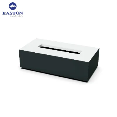 High Quality Hotel Customized Black and Grey Color Resin Tissue Box Luxury with logo
