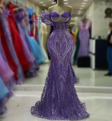 Manufacturer Customization High-Setting Purple Evening Mermaid ELEGANT Floor-Length Birthday Annual Red Carpet Gown