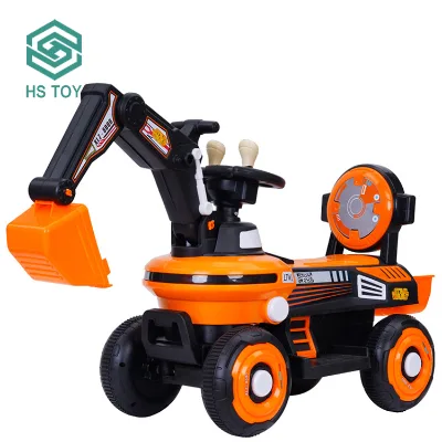 HS Oversized Electric Excavator Toy for Kids 2-4 Years Multifunctional Car with Digging Features Plastic Material Kids Ride on