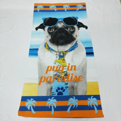 Complex Dog Print Stripe Beach Microfiber Towel Wholesale China