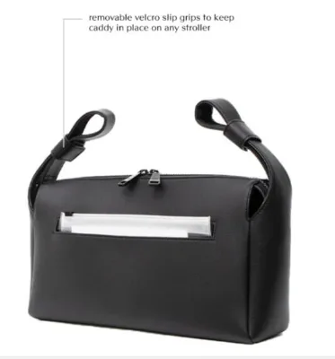 PU Leather Stroller Accessory Bag Stroller Caddy Stroller Organizer with Cup Holder for Travel
