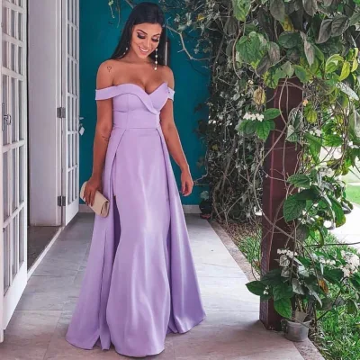 Lavender Off the Shoulder Latest Design High Quality Fishtail Elegant Evening Dresses