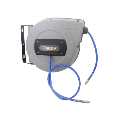 Retractable Enclosed Plastic PP Housing Hybrid Polymer Hose Heavy Duty Light Weight 3/8 In. X 50 Ft. Air Hose Reel