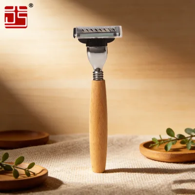 Hotel Shaving Kit Ready to Ship 3 Blade Feature Razor Biodegradable Wood Razor Wood Luxury Hotel Razor Shaving