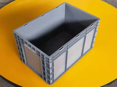 Euro Stackable Plastic Box, Solid Wall Heavy Duty EU Box Open Top Logistics Container for Warehouse Automotive Parts Storage