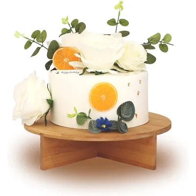 Bamboo Cake Stand 12-Inch Round Cake Plate Dessert Stand Cupcake Stand with Detachable Base Decorating Cake Holder