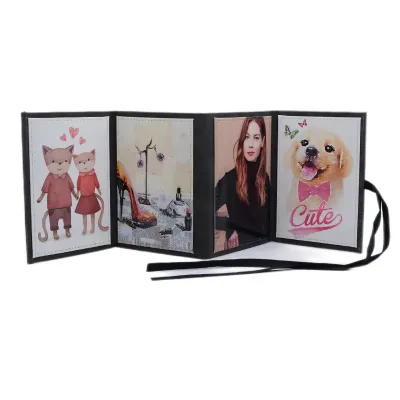2023 High Quality Thermal Transfer Printing PU Leather Modern Durable Personalized 4x6 Inches 4 Sheets Foldable Photo Albums