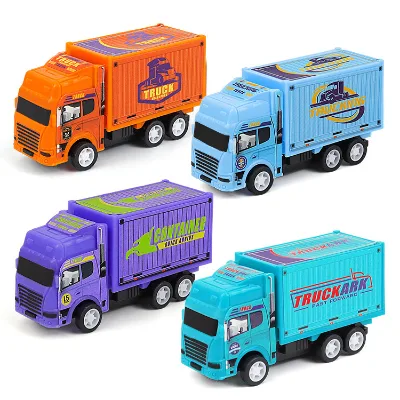 Mini Plastic Truck Toy Small Vehicle Model with Pull-Back Function Slot Toys Container Cargo Truck