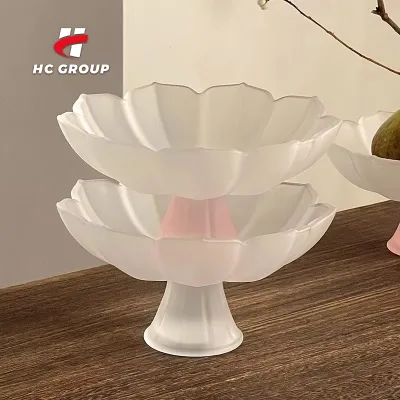Exquisite Flower Design High-footed Dessert Bowl Various Colors Nut Fruit Plate Lotus Dishes Plate