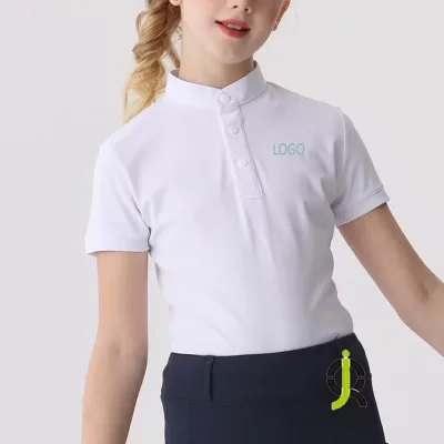 Custom Kids Polo Equestrian Shirt Competition Short Sleeve Breathable Show Horse Riding Clothes Equestrian Clothing Shirts