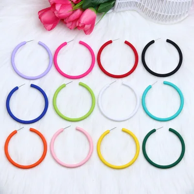 Large Acrylic Hoop Stud Earrings Colorful Boho Statement Earrings for Women Summer Party Beach Festival Jewelry Gift
