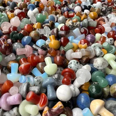 20mm Factory Price Natural Gem Stone Craft Healing Quartz Mini Mushroom Crystal Carved Stone Mushroom Healing Stone