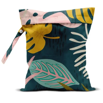 Customized Waterproof Single Zipper Pocket Digital Print Tote Baby Cloth Diaper Wet Bag Easy Carry