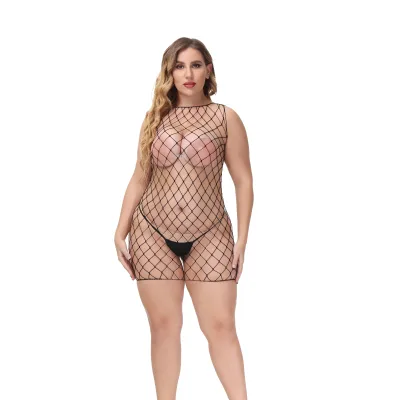 Wholesale Hollow Out High Elastic Nylon Spandex Large Holes Fishnet Bodystockings Bodysuit Dress