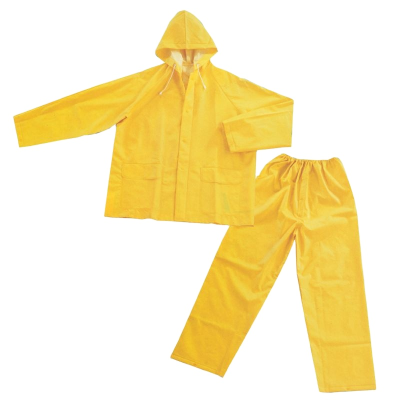 Leather Thick Heavy Duty Raincoat 3-Piece Set 0.35 mm PVC/Polyester Business Rain Suit Overalls and Coveralls