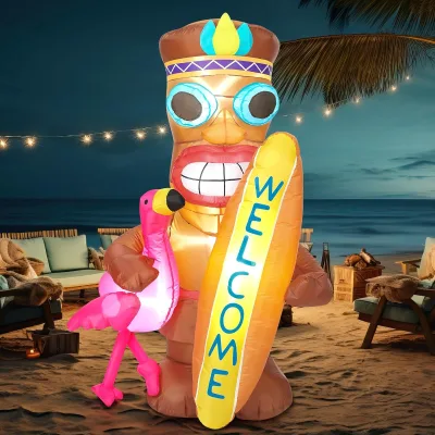 Surfing Party Inflatable Flamingo Surfboard Hawaiian Party Summer Inflatables Outdoor Blow up Beach Tropical Pool Decorations