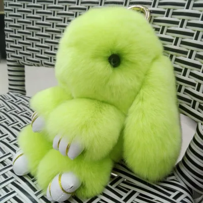 Cute Plush Bunny Faux Fur Rabbit Keychain for Bag Handbag Key Ring Car