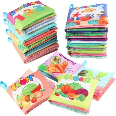 Toys Custom Safty Washable Sound Paper Soft English Early Education Toys Fruit Number Vegetable Soft Baby Cloth Book