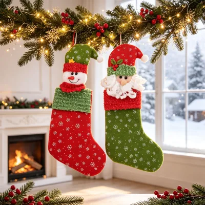 New Christmas Decorations Cute Christmas Stockings Creative Santa Snowman Themed Stockings Festive Scene Decor Props